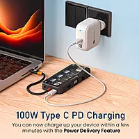 Portronics MPort View Three - 10in1 Multifunction USB-C Docking Station with PD Charging, 4K HDMI, USB3.0, USB2.0, 1000MBPS Ethernet, VGA, SD & Micro SD Card Reader