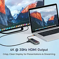 Portronics MPort View Three - 10in1 Multifunction USB-C Docking Station with PD Charging, 4K HDMI, USB3.0, USB2.0, 1000MBPS Ethernet, VGA, SD & Micro SD Card Reader