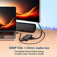 Portronics MPort View Three - 10in1 Multifunction USB-C Docking Station with PD Charging, 4K HDMI, USB3.0, USB2.0, 1000MBPS Ethernet, VGA, SD & Micro SD Card Reader