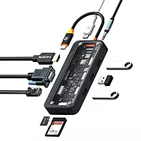 Portronics MPort View Three - 10in1 Multifunction USB-C Docking Station with PD Charging, 4K HDMI, USB3.0, USB2.0, 1000MBPS Ethernet, VGA, SD & Micro SD Card Reader