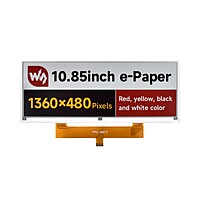 10.85inch e-Paper display (G), e-ink display, 1360x480, Red/Yellow/Black/White, SPI Interface,The raw display only