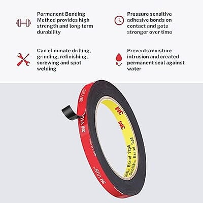 3M High Strength Double Side Bonding Tape for Plastic, Metal, Interior & Exterior Use, Multiple Surface Acrylic Adhesive (12mmX5m, 1 Roll+Primer)