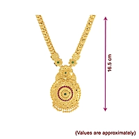 Goldplated Necklace with Red Flower Stones & Earrings