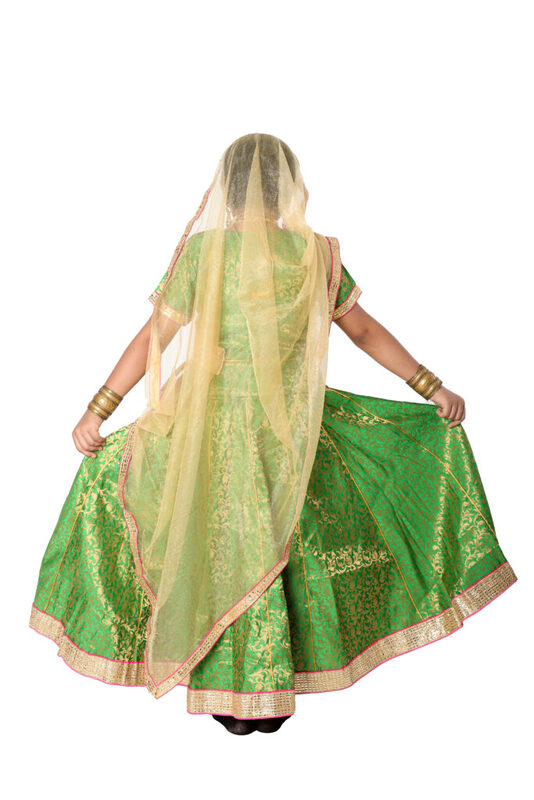 Kathak Dance Fancy Dress Costume For Girls - Green