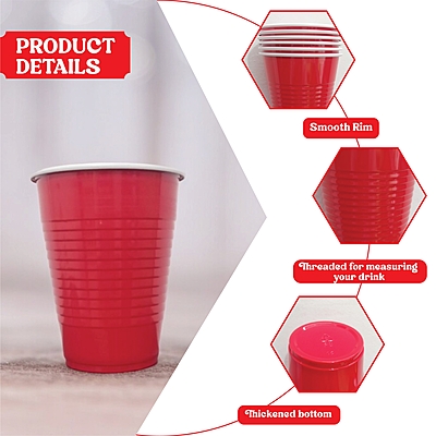 The Magic Balloons- Beer Pong Glasses Combo Pack 30pcs of 450ml Drinking Glasses and 30 Pieces of 60ml Red Shot Glasses for Bachelor Cocktails Holi Christmas and New Year Parties