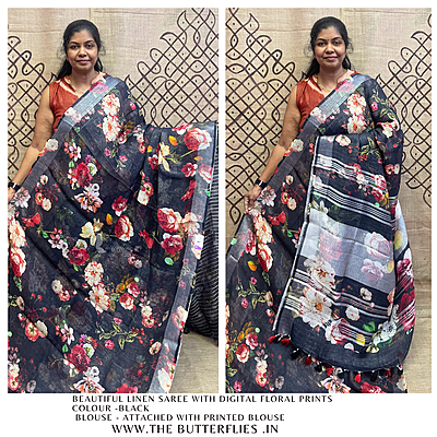 PURE LINEN SAREE  YBRSLIN23445