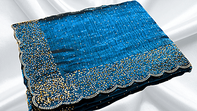 Choco Chits Galaxy Space Stone Work Saree - Blue