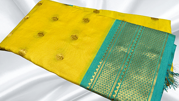 Gold Kanchi Semi Silk Saree - Florescent