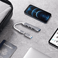 Zoook Type c to USB 3.0 hub/4 port/1 USB 3.0 port/3 USB 2.0 port/Free usb convertor/ iU43 USB Hub  (Grey)