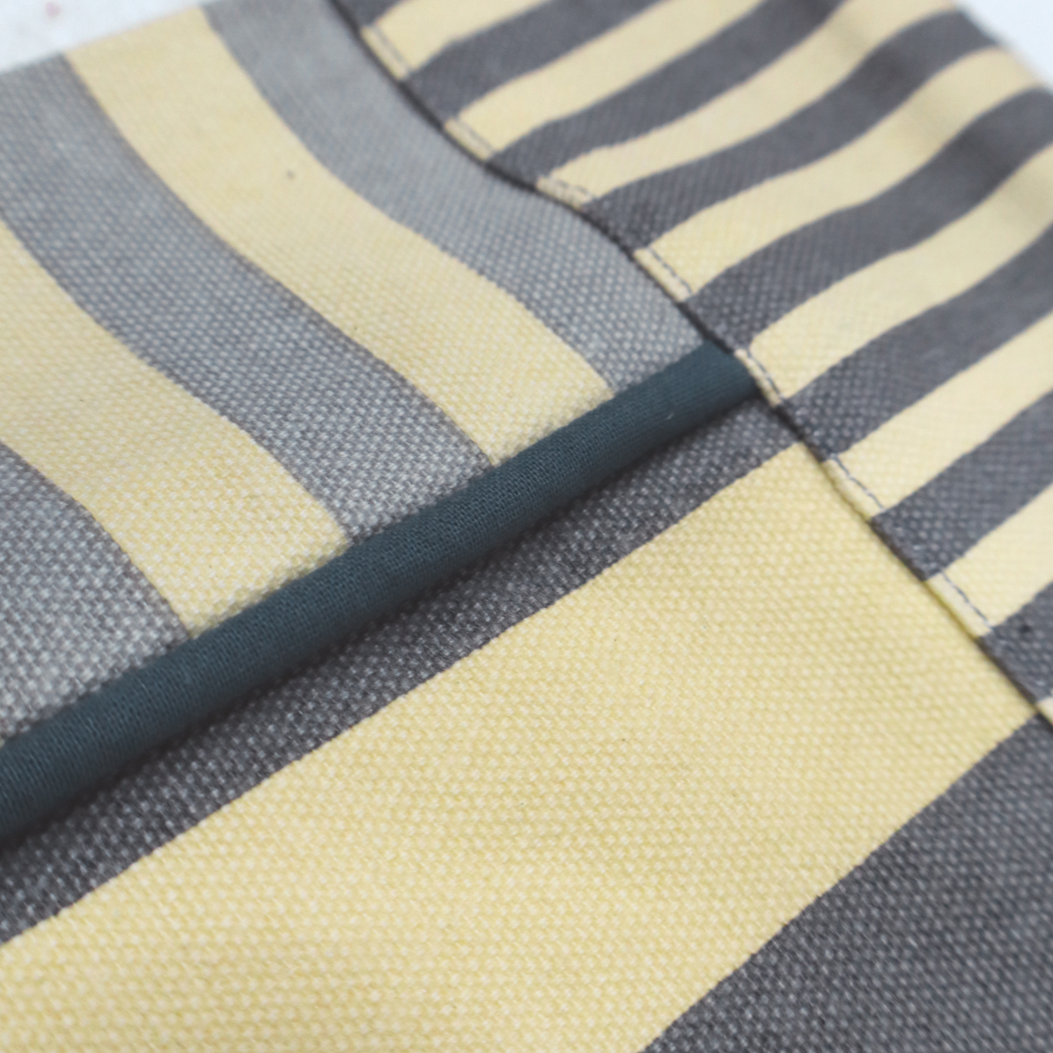 Stylish Striped Tote Bag with Inner Pocket - Cream and Grey Combo