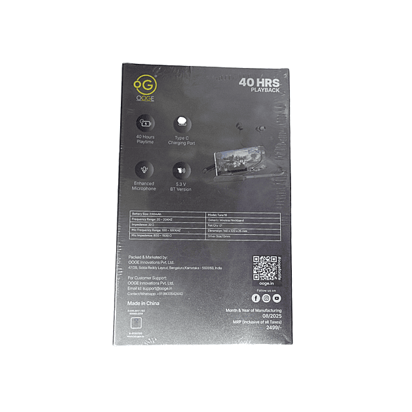 OOGE Tune 16 Wireless Neckband – Bluetooth | Deep Bass | In-Line Controls | Music & Calls