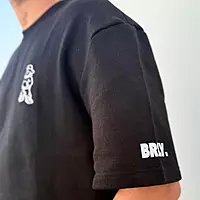 Unisex Black Urban Bear Embroidered Oversized Tee