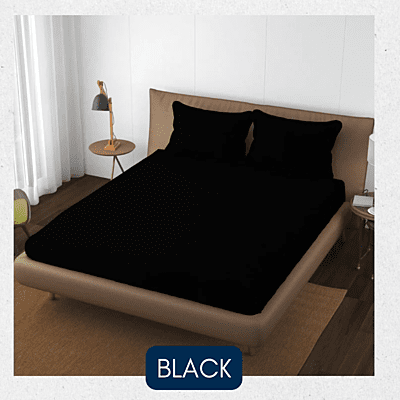 Neev 100% Cotton Plain Queen Fitted Bedsheet with 2 Pillow Covers (400 TC) Neev 100% Cotton Plain Queen Fitted Bedsheet with 2 Pillow Covers (400 TC)