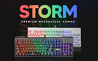 Coconut Storm Mechanical 104 Keys Wired Gaming Keyboard – Rainbow Backlighting | All Anti-Ghosting Keys | Red Outemu Switches | 21 RGB Light Modes | 1.8M Braided Cable | Golden USB