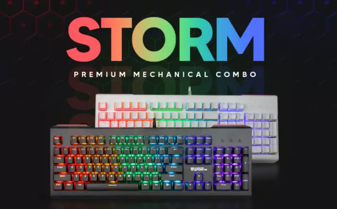 Coconut Storm Mechanical 104 Keys Wired Gaming Keyboard – Rainbow Backlighting | All Anti-Ghosting Keys | Red Outemu Switches | 21 RGB Light Modes | 1.8M Braided Cable | Golden USB