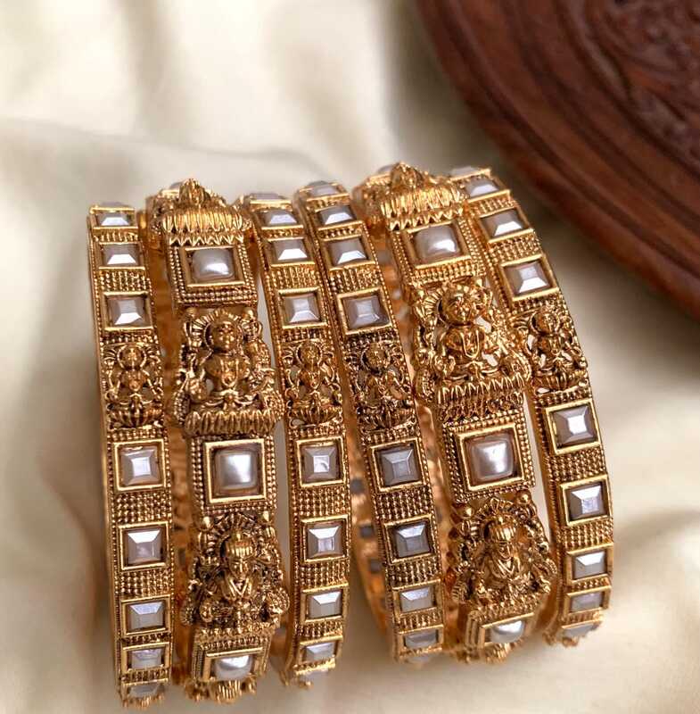 Trending white pearl square design bangles