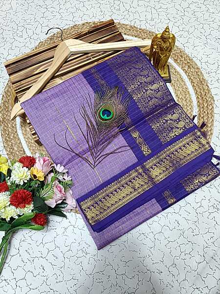 Kanchi cotton saree checked