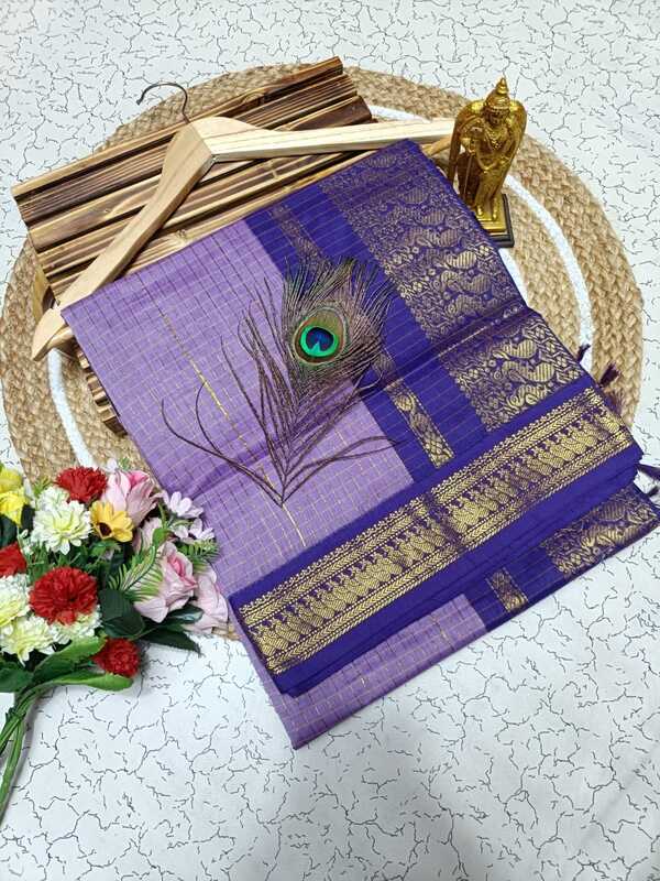 Kanchi cotton saree checked