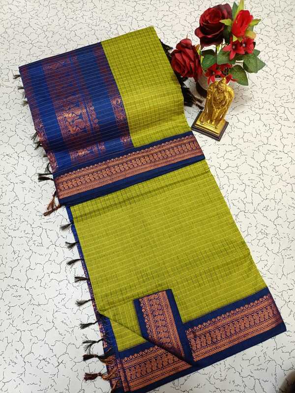 Kanchi cotton saree checked