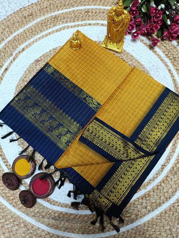 Kanchi cotton saree checked