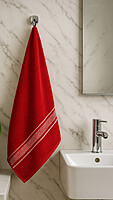 Cotton Stripe Towel Red