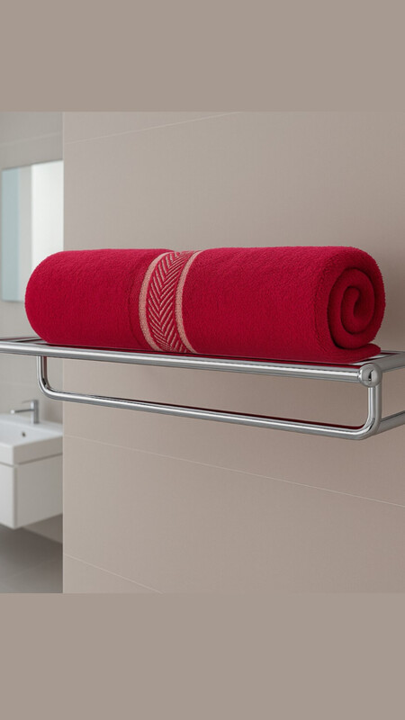 Cotton Stripe Towel Red