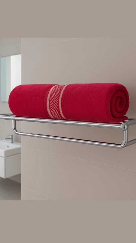 Cotton Stripe Towel Red