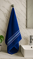 Cotton Stripe Towel Blue