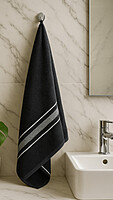 Cotton Stripe Towel Black