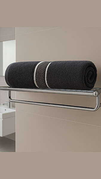 Cotton Stripe Towel Black