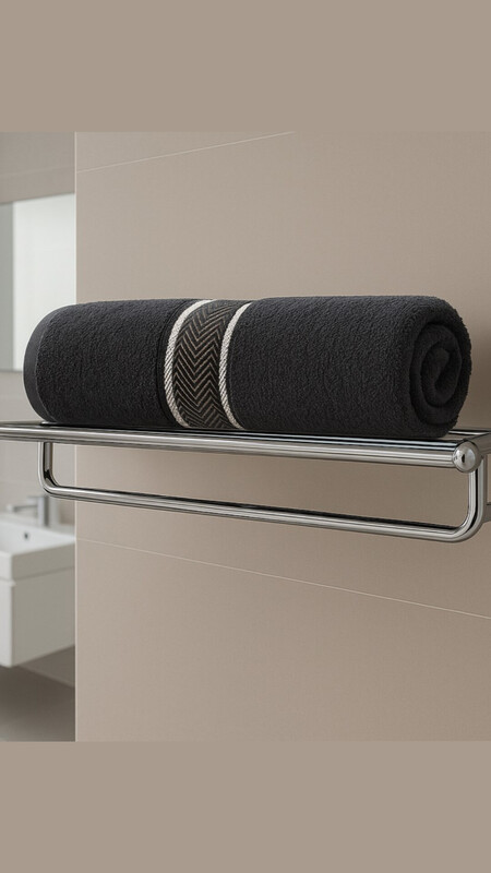 Cotton Stripe Towel Black