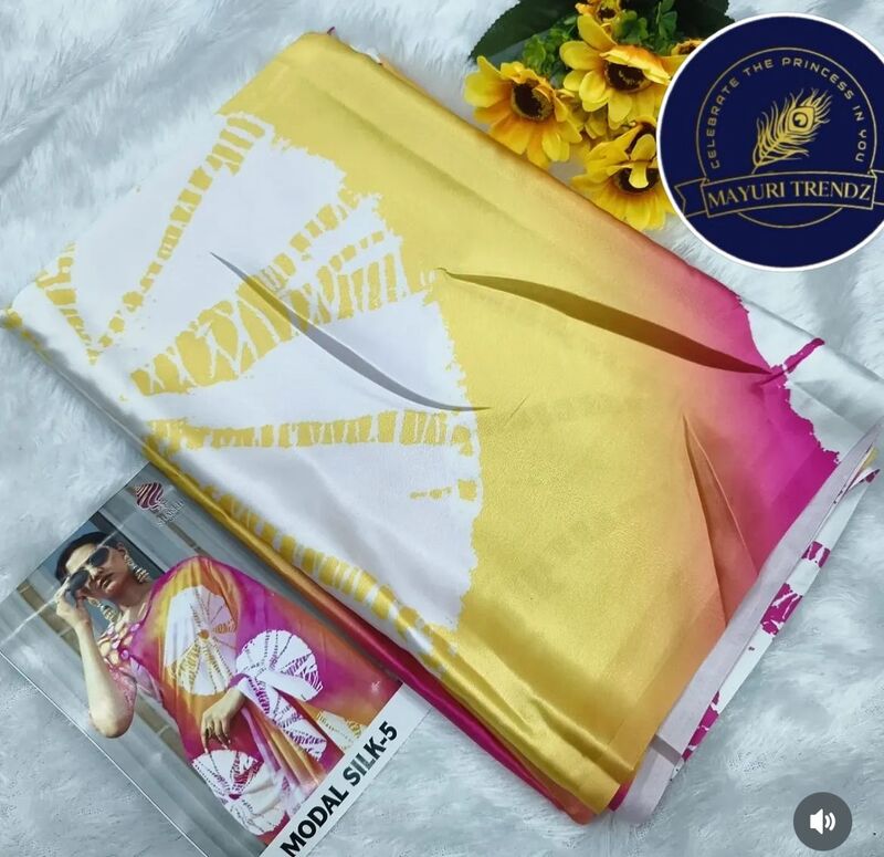Semi modal silk saree crushed colour