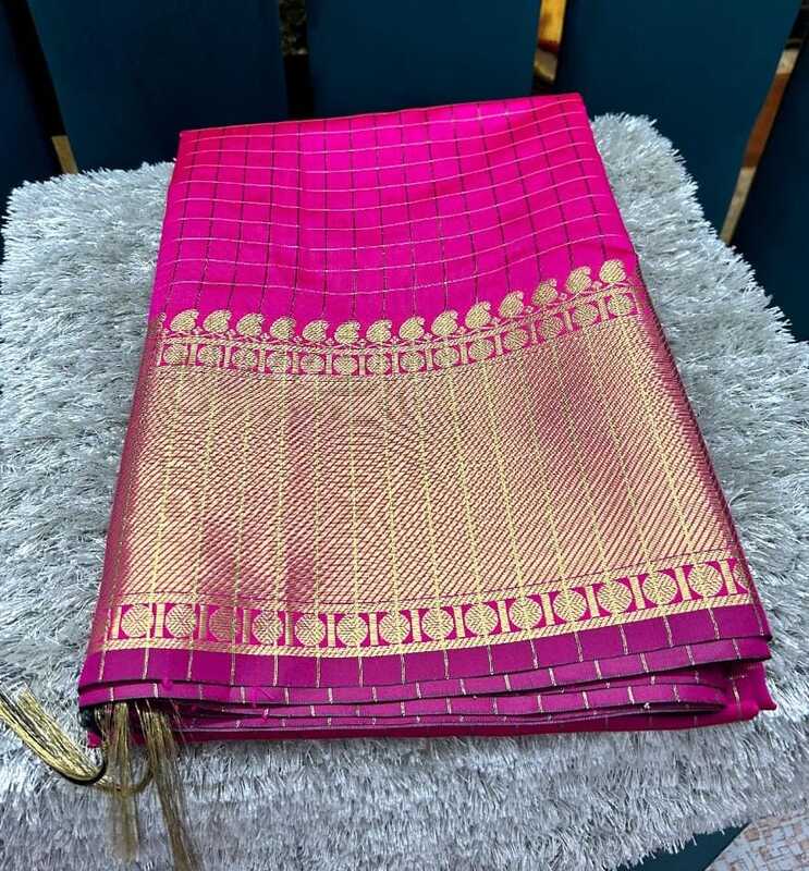Checked saree