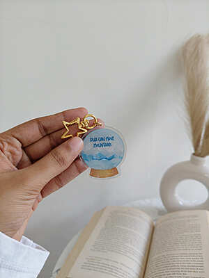 Snow Globe Holographic Acrylic Keychain