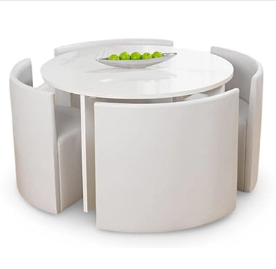 VIKINTERIO Marble Top Four Seater Space Saving Dining Table Set VIKINTERIO Marble Top Four Seater Space Saving Dining Table Set