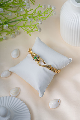 Emerald Eye Serpent Cuff