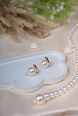Gold Bar Pearl Drop Earrings