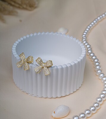 Dainty Crystal Ribbon Earrings