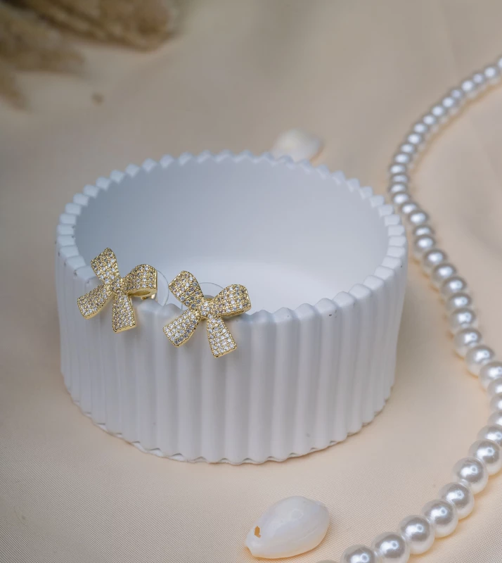 Dainty Crystal Ribbon Earrings