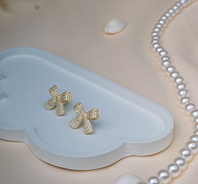 Dainty Crystal Ribbon Earrings