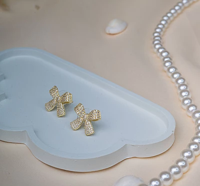 Dainty Crystal Ribbon Earrings