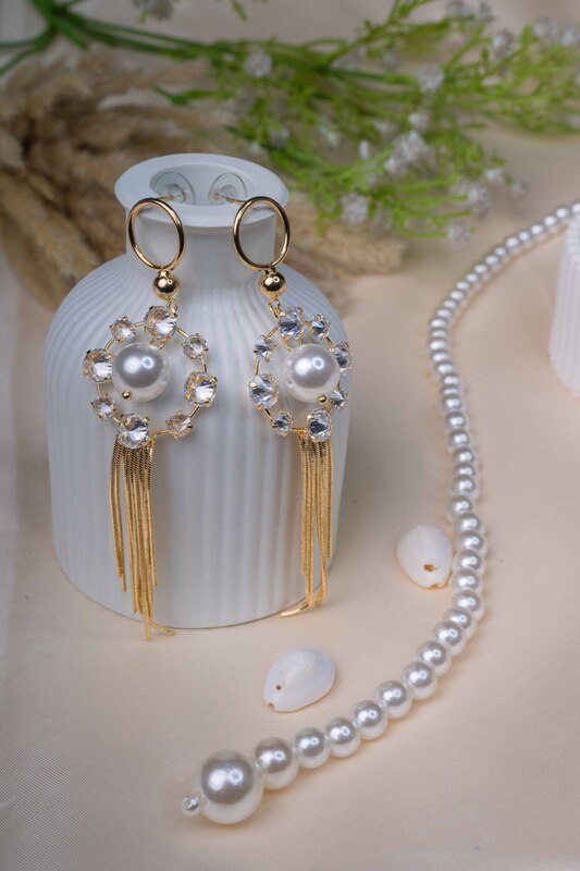 Pearl Cascade Tassel Earings