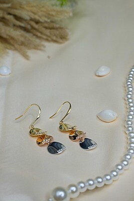 Triple Tone Dangle Earrings