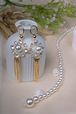 Pearl Cascade Tassel Earings