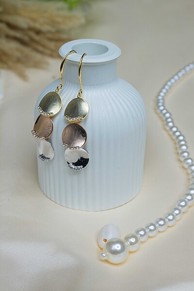 Triple Tone Dangle Earrings