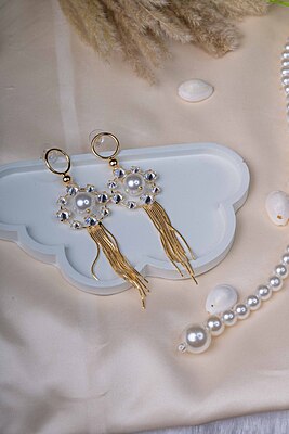 Pearl Cascade Tassel Earings