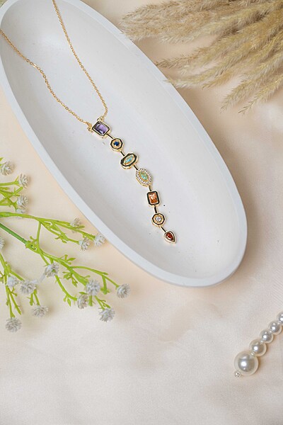 Multi-Gemstone Drop Necklace