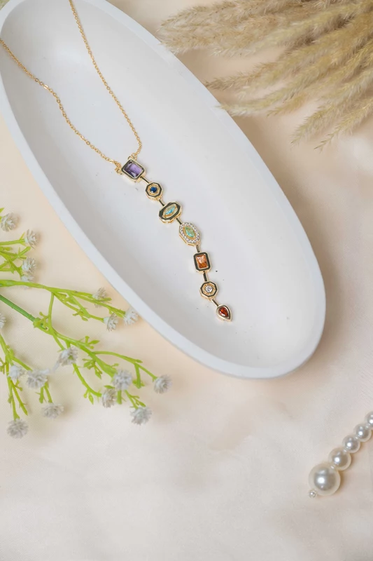 Multi-Gemstone Drop Necklace