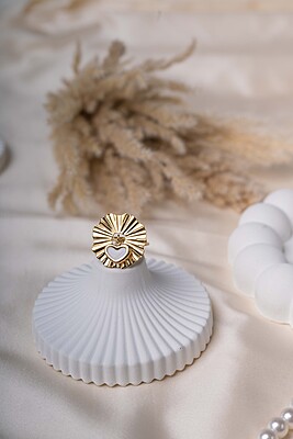 Sunburst Heart Charm Ring