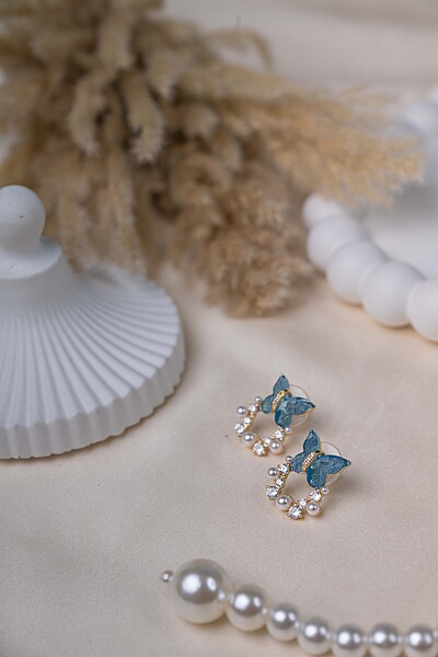 Butterfly Pearl Halo Studs